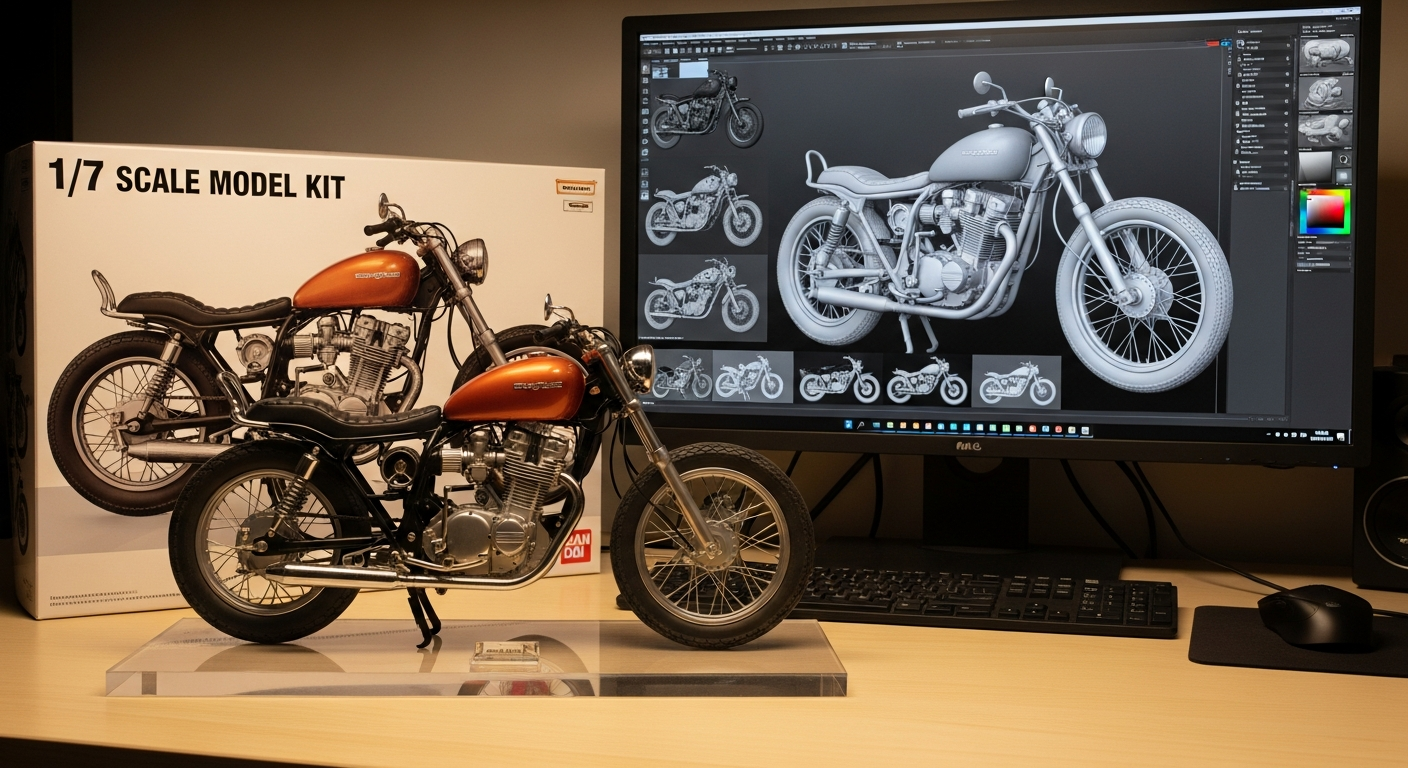 Cara Membuat Foto Miniatur Motor AI Action Figure Bandai